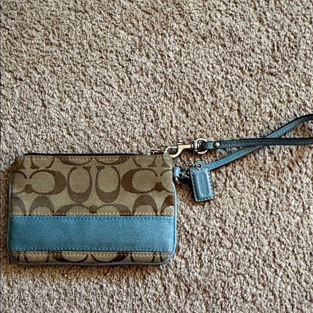 Coach Brown and Blue Wristlet